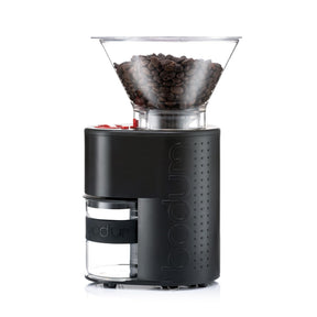 Bodum Bistro Electric Conical Burr Coffee Grinder, Preset Timer, 12 Grind Settings, Black