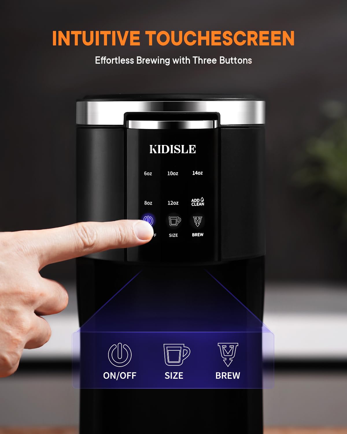 KIDISLE Einzelportions-Kaffeemaschine, 3-in-1-Pad-Kaffeemaschine für K-Cup-Pads und gemahlenen Kaffee und Tee, Brühgrößen von 6 bis 14 oz, mit abnehmbarem 40oz-Wasserbehälter, Entkalkungseinstellungen, Schwarz