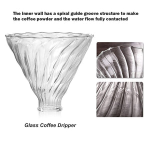 Pour Over Coffee Maker Set – Includes Glass Coffee Dripper, Metal Dripper Stand, Heat Resistance 600ml Coffee Server and 40 Count Paper Coffee Filters, 4 in 1 Set for Home or Office (Bronze Set)