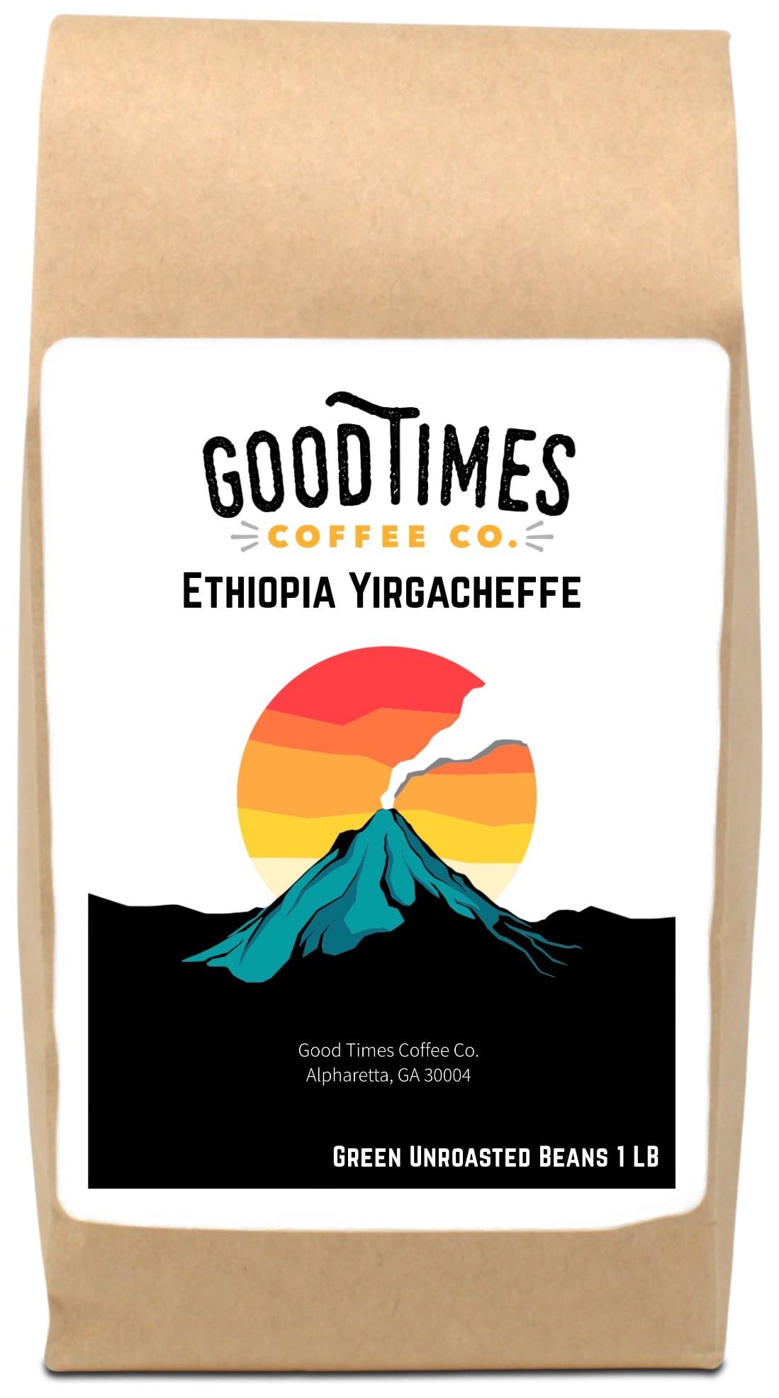 Good Times Coffee Company Green Unroasted Coffee Beans, Ethiopian Yirgacheffe (1 Pound)