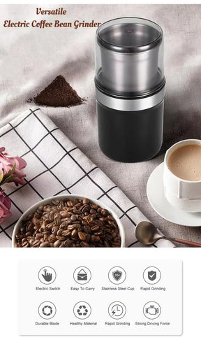 Electric Coffee Grinder 3.5 oz Capacity, Adjustable Herb & Spice Grinder, Espresso Grinder with Removable Stainless Steel Bowl, Black