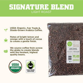 Tiny Footprint Coffee - Signature Blend, Light Roast, USDA Organic Coffee - Whole Bean Coffee, Fair Trade, Shade Grown & Carbon Negative - You Drink Coffee, We Plant Trees, 3 Pounds