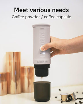 Tragbare elektrische Espressomaschine, Auto-Kaffeemaschine mit 7500 mAh Akku, Reisekaffeemaschine selbsterhitzend mit Typ-C, kompatibel mit Kaffee- und NS-Kapsel