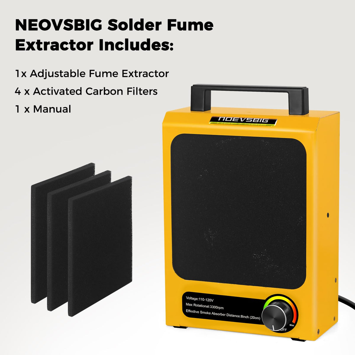 NOEVSBIG Fume Extractor, Adjustable Suction Power Solder Fume Extractor with 4 Carbon Filters, Soldering Fan for Soldering, Stained Glass, Laser Engraving, and DIY Projects