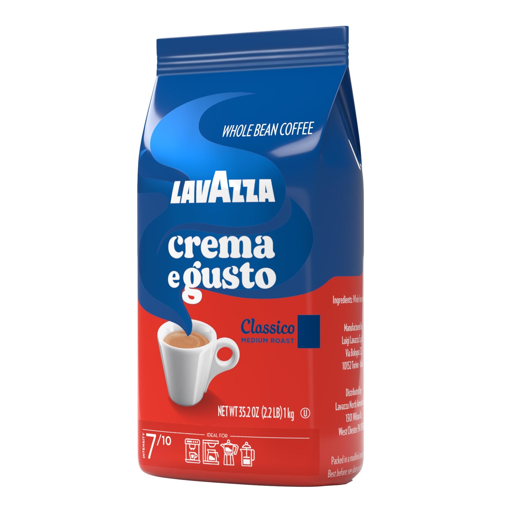 Lavazza Crema E Gusto Kaffeebohnen, 2,2-Pfund-Beutel, vollmundige, cremige dunkle Röstung mit Gewürznoten