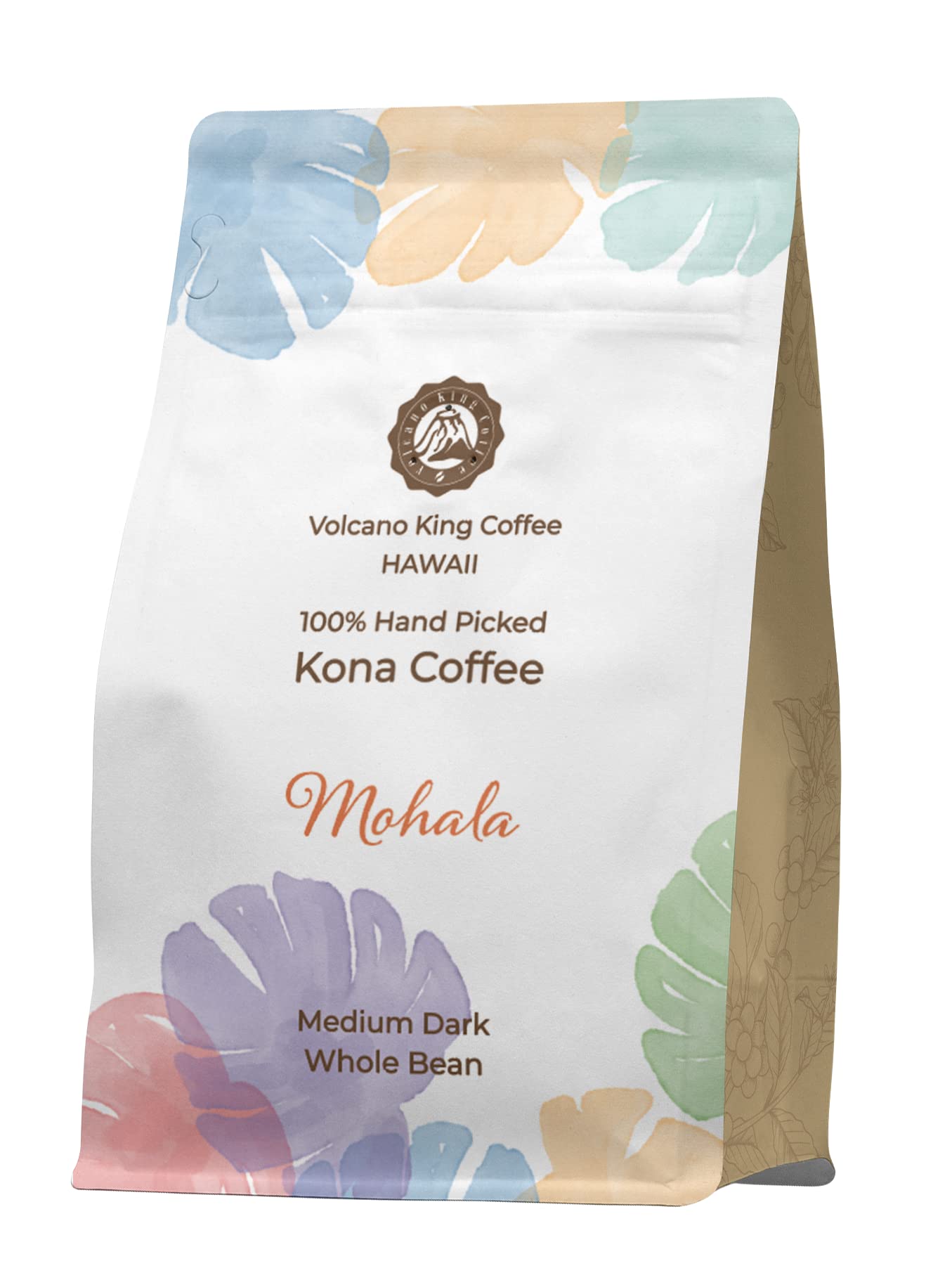 Volcanoking Coffee Mohala Hawaiian whole bean coffee, 100% Kona coffee beans Medium Dark Roast - Gourmet Kona Coffee From Hawaii's Largest Coffee Growe, Great for Espresso, Drip or French Press, 100% Arabica coffee beans（8.15 Ounces）,Coffee Grounds with