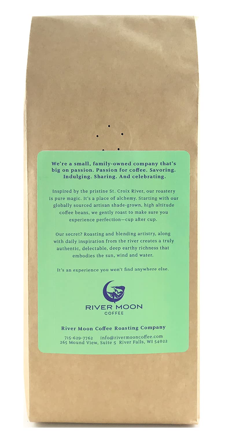 River Moon Coffee, Kona Coffee Whole Bean, Medium Roast, 16 Ounce, Kona Waves Hawaiian Blend, Sustainably Farmed, 100% Arabica