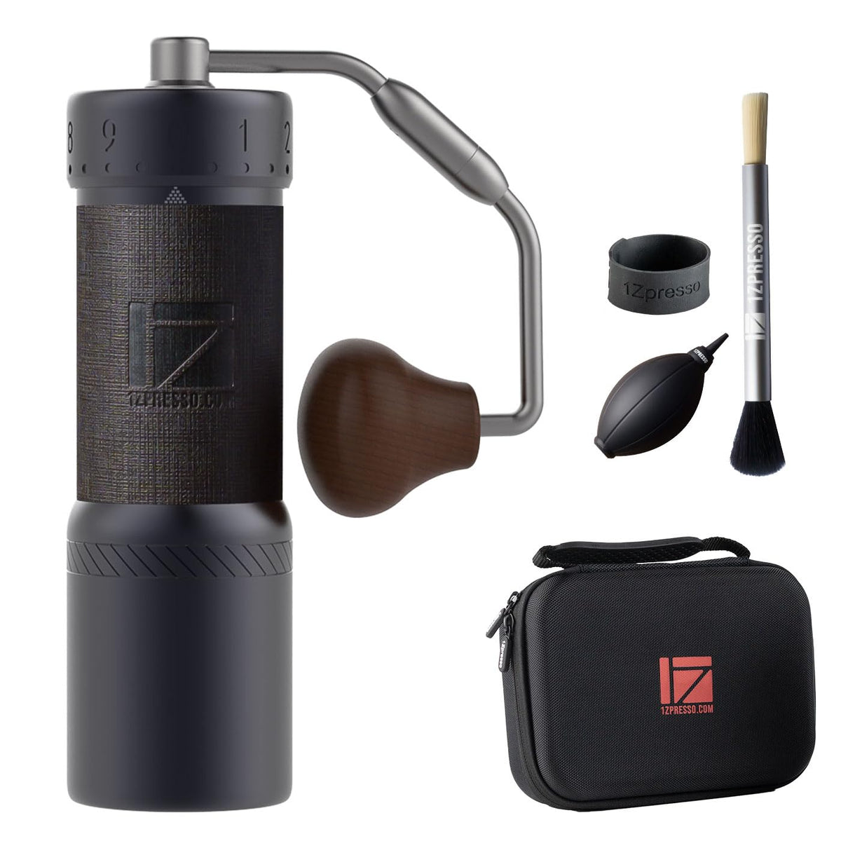 1Zpresso J-Ultra Manual Coffee Grinder Iron Gray, Conical Burr, Foldable Handle, Magnet Catch Cup Capacity 40g, Numerical Adjustable Finely Setting, Faster Grinding Efficiency ideal for Espresso