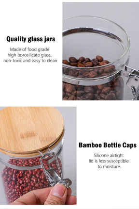 Zrwcvxy Glass Coffee Bean Storage Container with Airtight Clip Seal Lid Coffee Storage Jar for Coffee Beans, Ground Coffee, Nuts, Cookies（48 oz/1400ml）