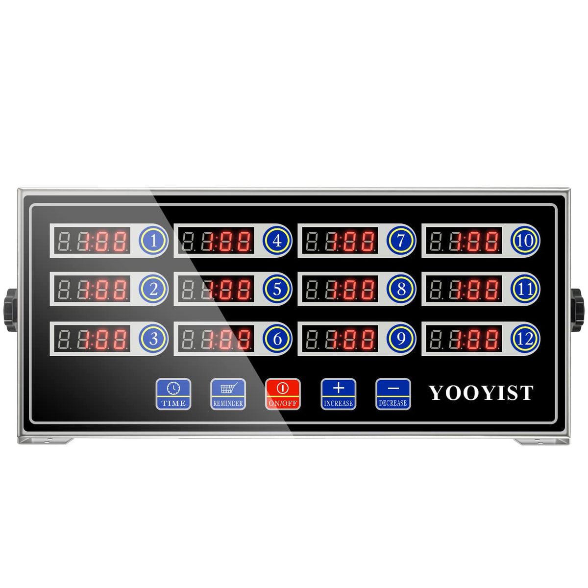 YOOYIST 調理用キッチンタイマー – 12チャンネル業務用キッチンタイマー レストランキッチン用品 – ステンレススチール LED テクノロジー キッチンタイマー デジタル – リマインダー機能、大音量アラーム、ブラック