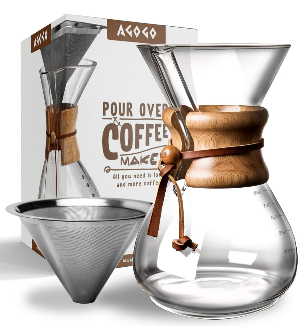 AGOGO Pour Over Kaffeemaschinen-Set Classic Serie mit Filter 8 Tassen