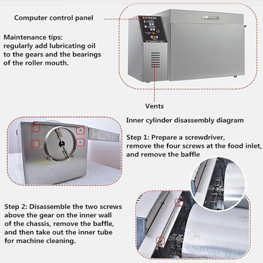 ZHPPED 1800W/2500w Coffee Roaster -Stainless Steel Electric Roasting Machine for Nuts,Electric Heating Roasting Machine with Timer/Controllable Thermostat, Stir-Fried Whole Grains,Type5