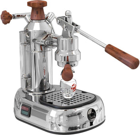 La Pavoni Europiccola Manual 8-Cup Espresso Machine, Chrome and Wood