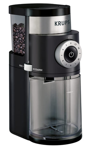 KRUPS Precision Flat Coffee Burr Grinder, 2-12 Cups, Black