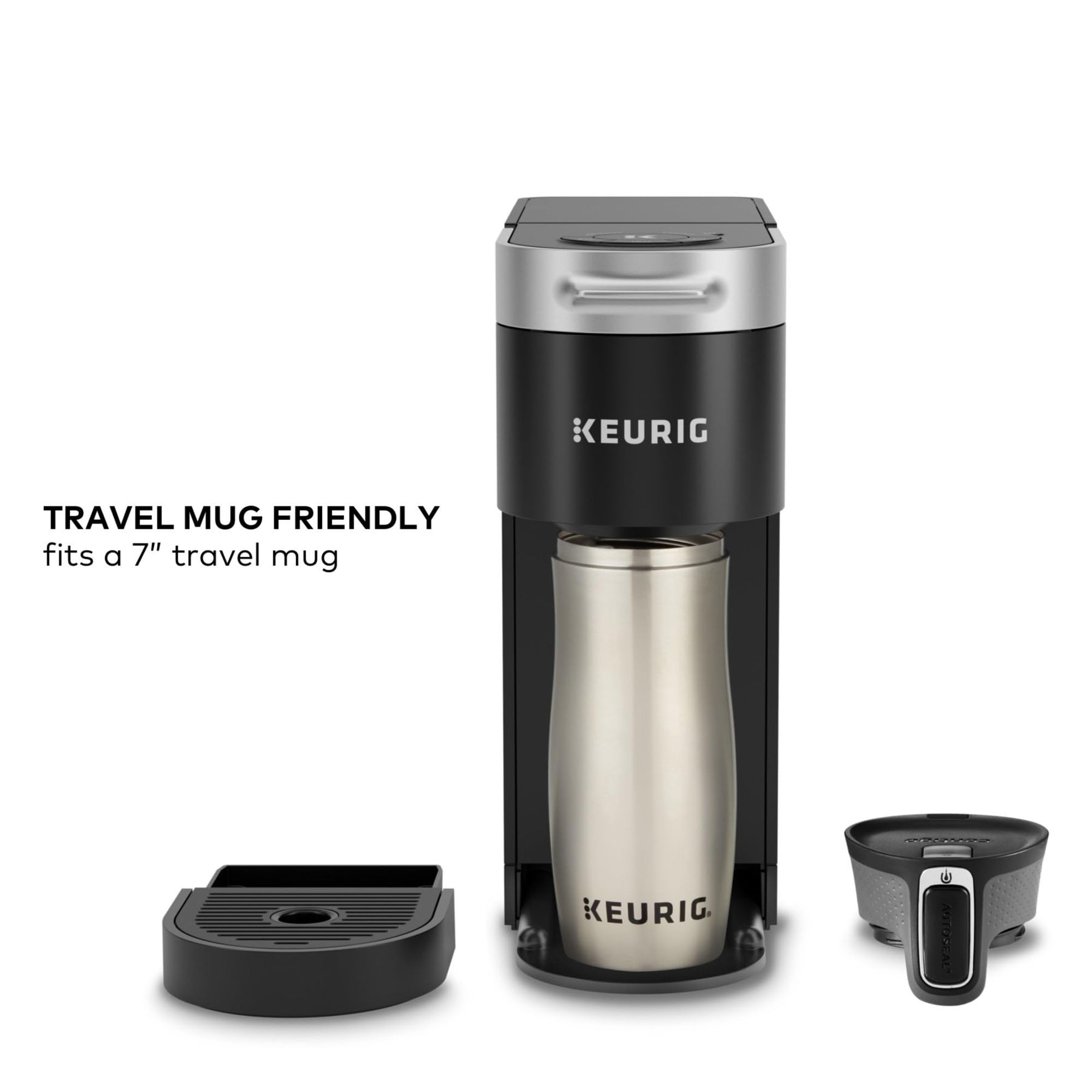 Keurig K-Slim Einzelportions-K-Cup-Pad-Kaffeemaschine, Multistream-Technologie, 3 Brühgrößen, schlankes und elegantes Design, abnehmbarer 46-oz-Tank, schwarz