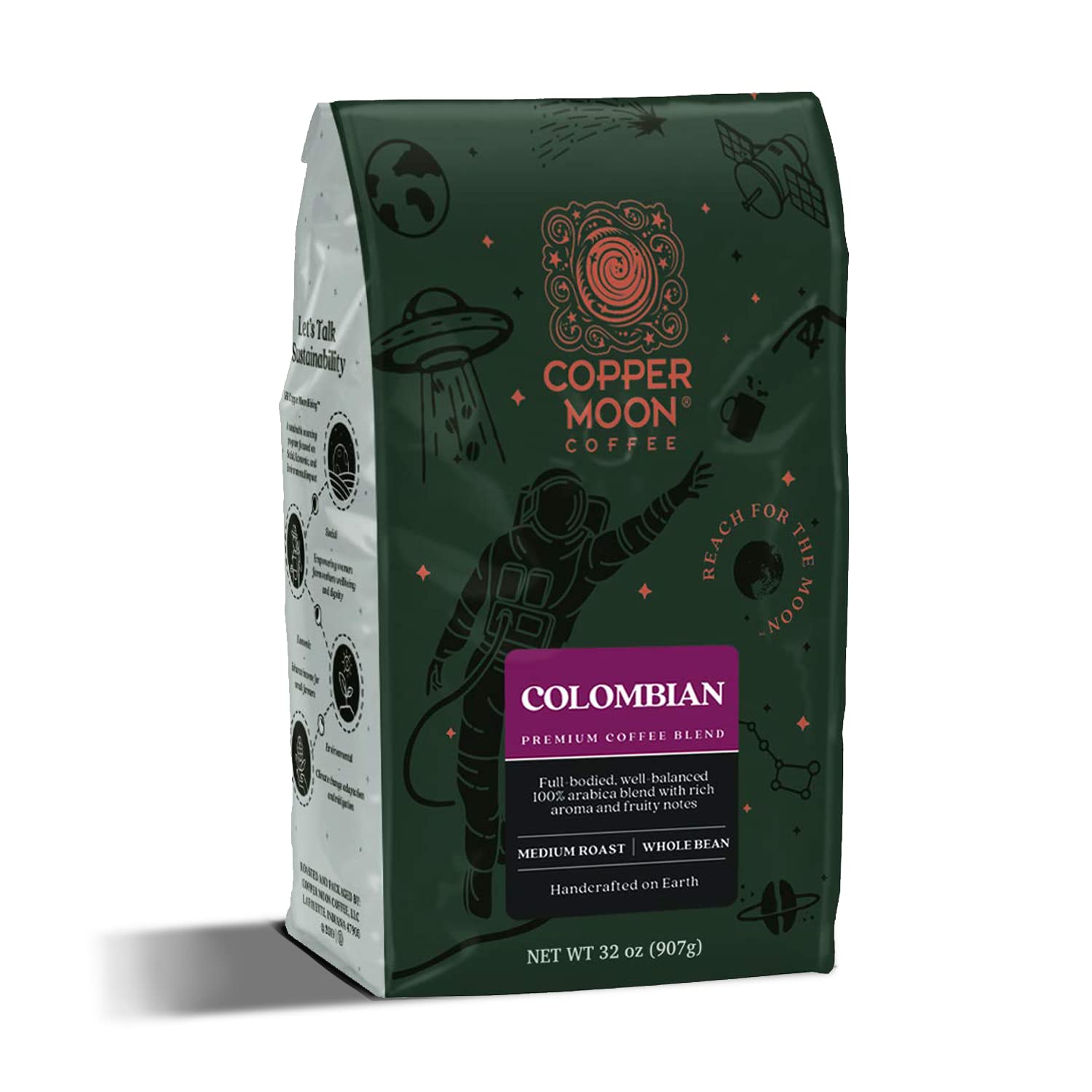 Copper Moon mittelstark gerösteter Kaffee aus ganzen Bohnen, kolumbianische Mischung, 2 Pfund