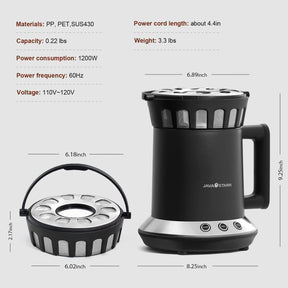 JAVASTARR Electric Coffee Roaster Machine for Home Use 1200W,Coffee Bean Roaster Machine for Home Use with Two Optional Baking Modes (Med & Dark),Coffee Roaster Stovetop,110v~120V