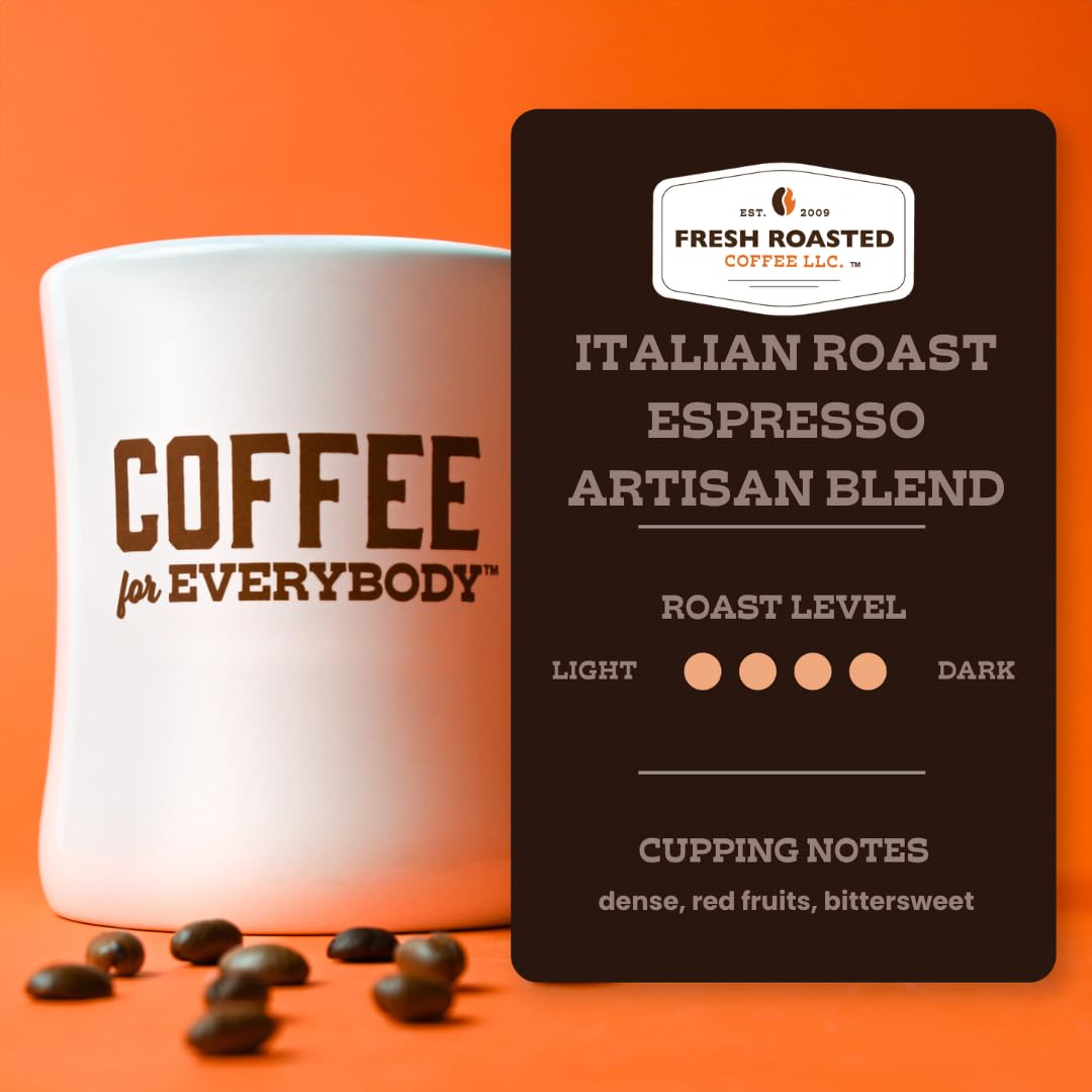 Fresh Roasted Coffee, Italian Roast, 5 lb (80 oz), Dark, Kosher, Whole Bean