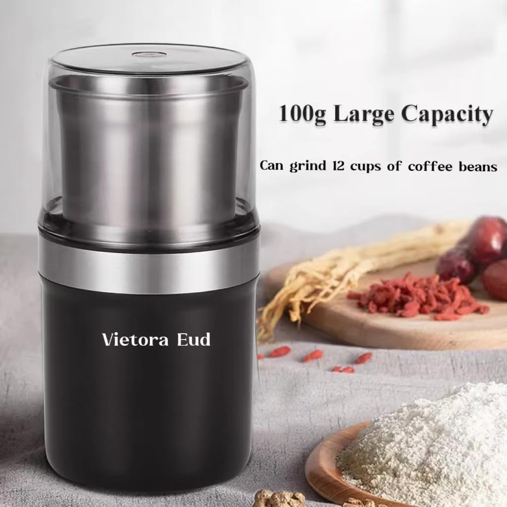 Electric Coffee Grinder 3.5 oz Capacity, Adjustable Herb & Spice Grinder, Espresso Grinder with Removable Stainless Steel Bowl, Black