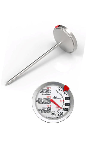 Analog Meat Thermometer: Roasting and Baking Thermometer for Oven/Grill, Easy to Clean. Dishwasher Safe, Without Batteries. Ribs, Turkey and More: a Must for Perfectly Cooked roasts.