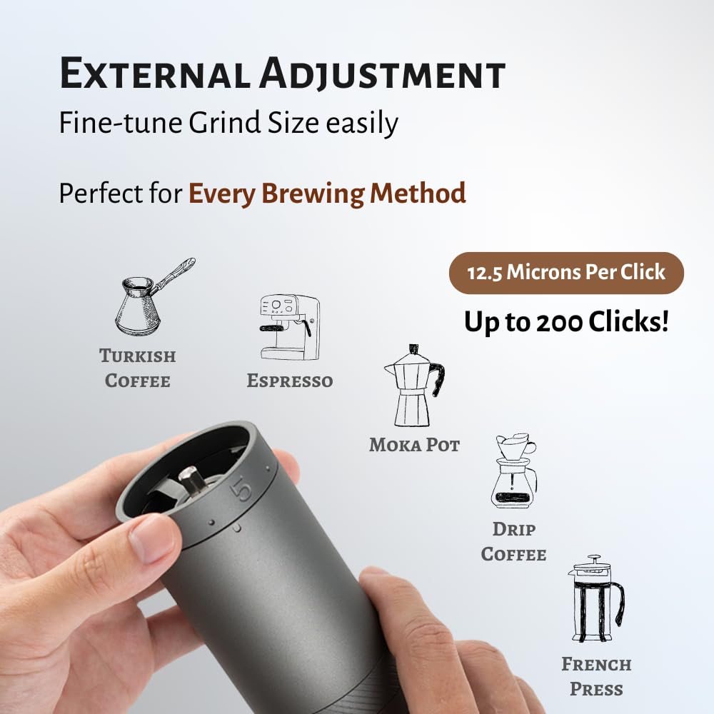 1Zpresso X-Ultra Manual Coffee Grinder-Midnight Black, Well-built Sturdy Metal Body, Assembly Stainless Steel Burr, Numerical External Setting, Magnet Catch Cup, Faster Grind Efficiency Portable Mil