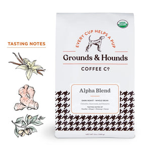 Grounds & Hounds Three Blend Starter Kit - 100% Organic Whole Bean Coffee Variety Pack, Whole Coffee Beans, Includes Three 6oz Bags of Our Most Popular Blends