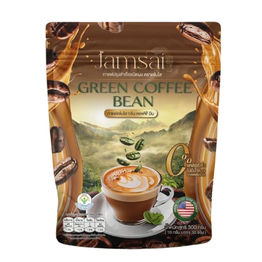 Jamsai GRÜNE KAFFEEBOHN 10,58 oz, lecker, leicht zu essen, ohne Zucker, 1 Packung mit 30 Beuteln