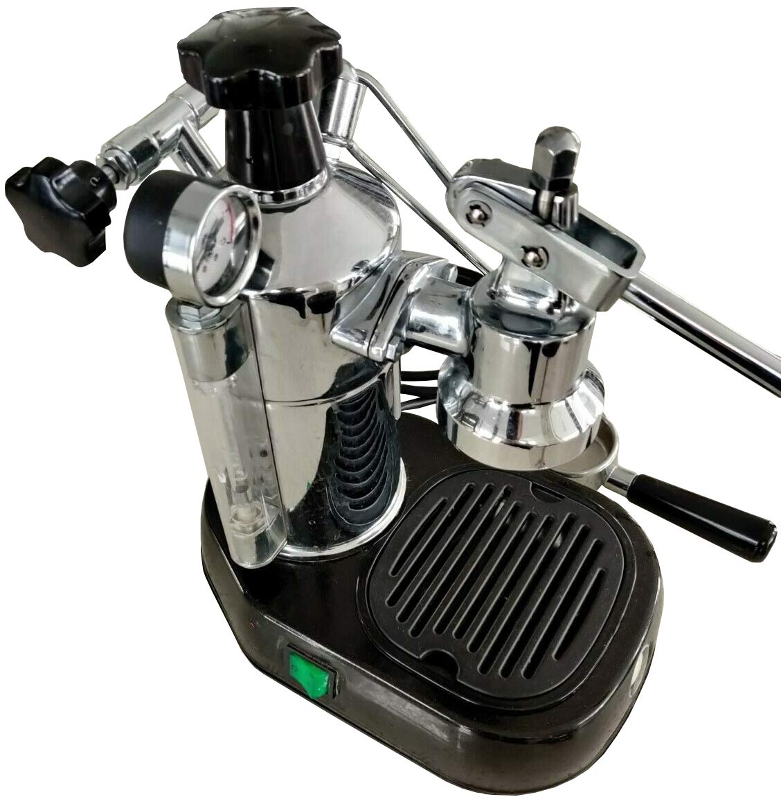 La Pavoni PBB-16 プロフェッショナル 16 カップ エスプレッソ レバー マシン、38 オンス ボイラー容量、クローム ブラック ベース