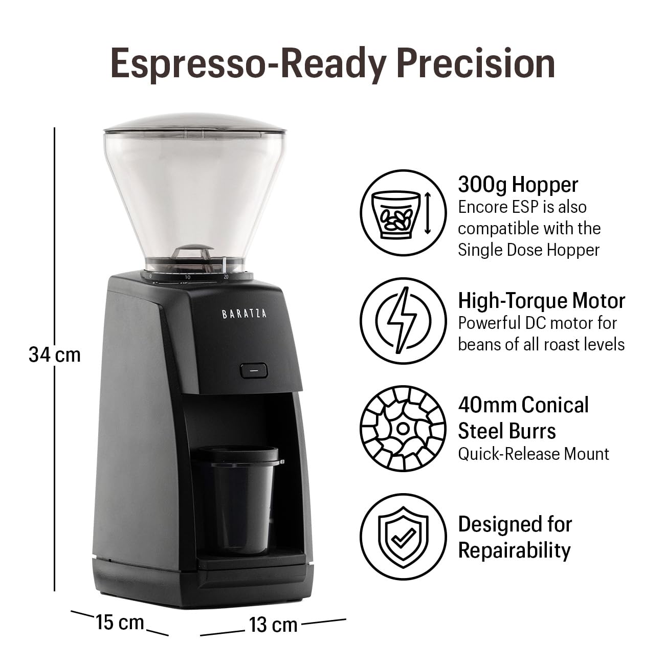 Baratza Encore ESP Kaffeemühle ZCG495BLK, Schwarz