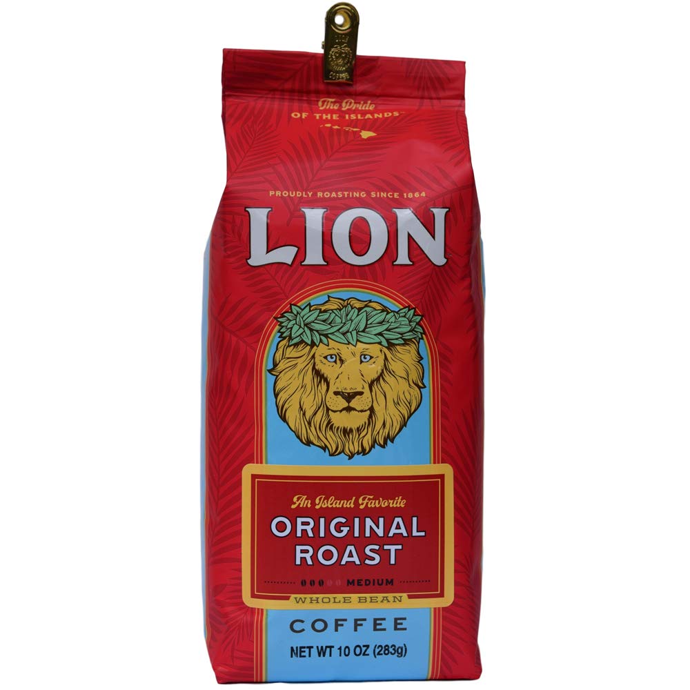 Lion Coffee Classic Original Whole Bean Coffee, Medium Roast, A Taste of Aloha - 10 Ounce Bag