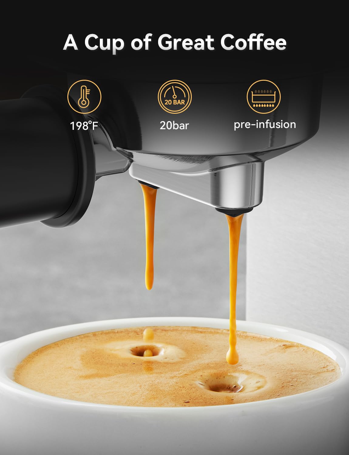 Neretva Espressomaschine 20 Bar, superkompakter Espressokocher mit LED-Display und Milchaufschäumer für den Barista zu Hause, professionelle Kaffeemaschine aus Edelstahl, Espresso-Latte- und Cappuccino-Maschine