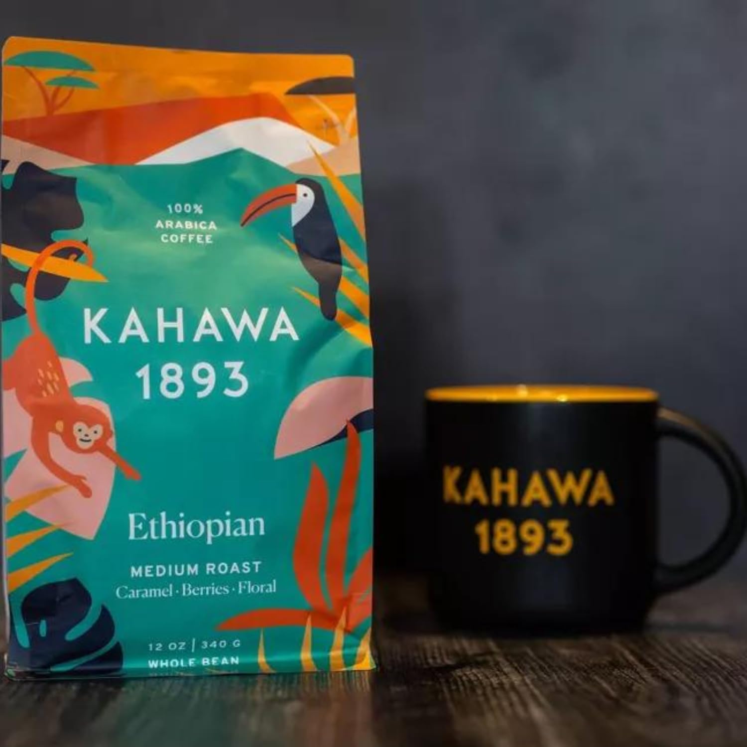 KAHAWA 1893 - Whole Coffee Beans - Single Origin Combo - Kenyan and Ethiopian - Perfect Freshly Brewed - As Seen on Shark Tank - 2 ct