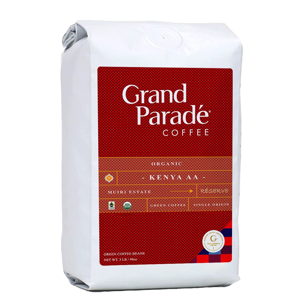 Grand Parade Coffee, 3 Lbs Organic Kenya AA Unroasted Green Coffee Beans, Muiri Estate Single Origin, Specialty Arabica - Fair Trade