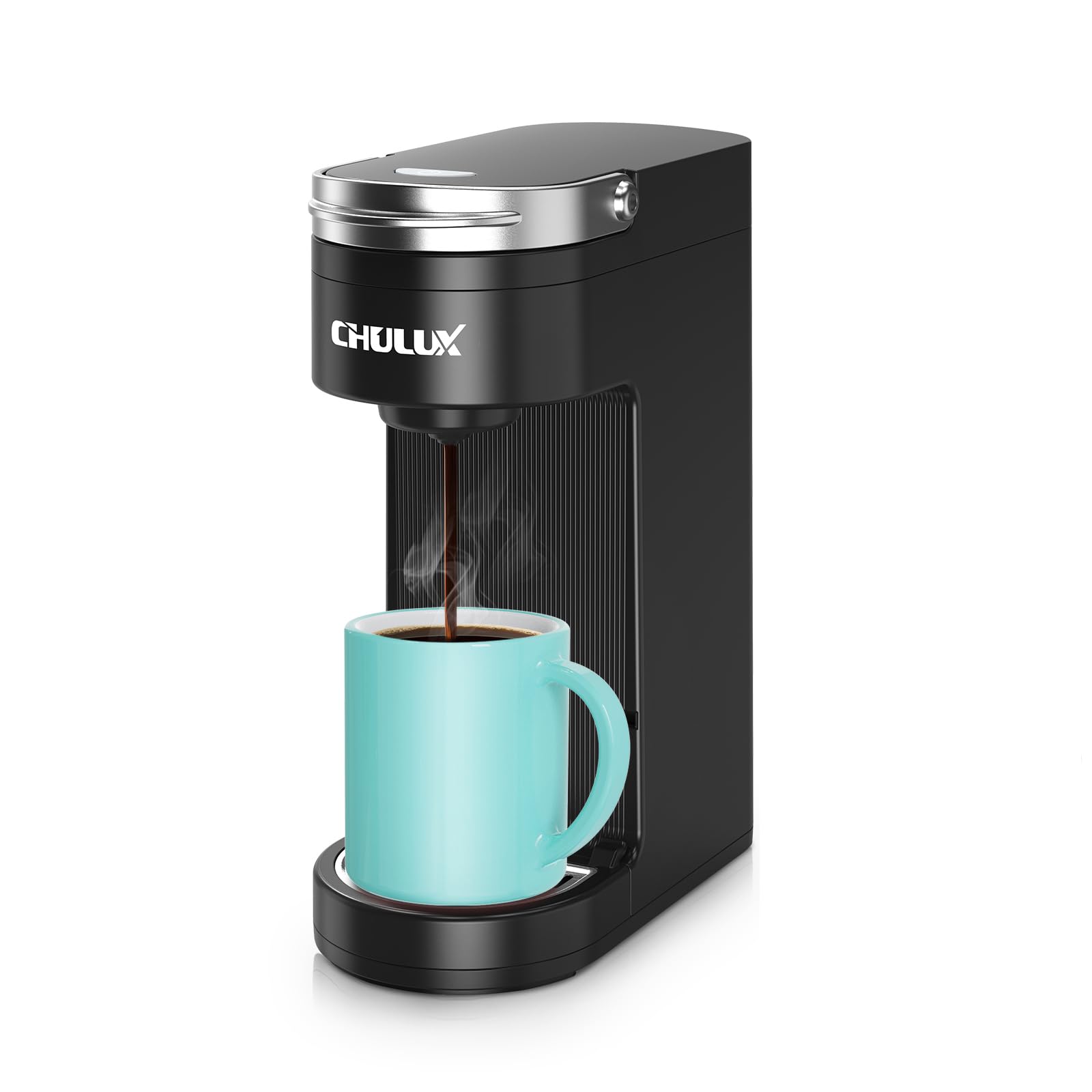 CHULUX Schlanke Einzelportionskaffeemaschine für K-Cup, Mini-Reisekaffeemaschine für eine Tasse für Zuhause, Schreibtisch, Küche und Schlafzimmer, passend für Reisebecher