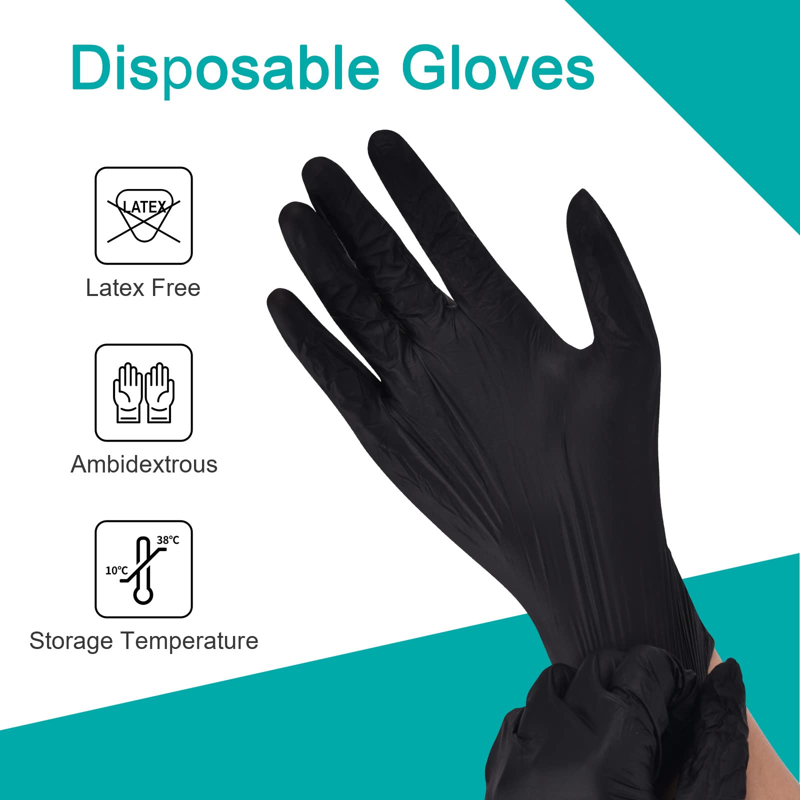 Schneider Black Vinyl Exam Gloves, 4mil, Disposable Latex-Free, Plastic Gloves for Medical, Cooking, Cleaning, and Food Prep, Sizes Medium