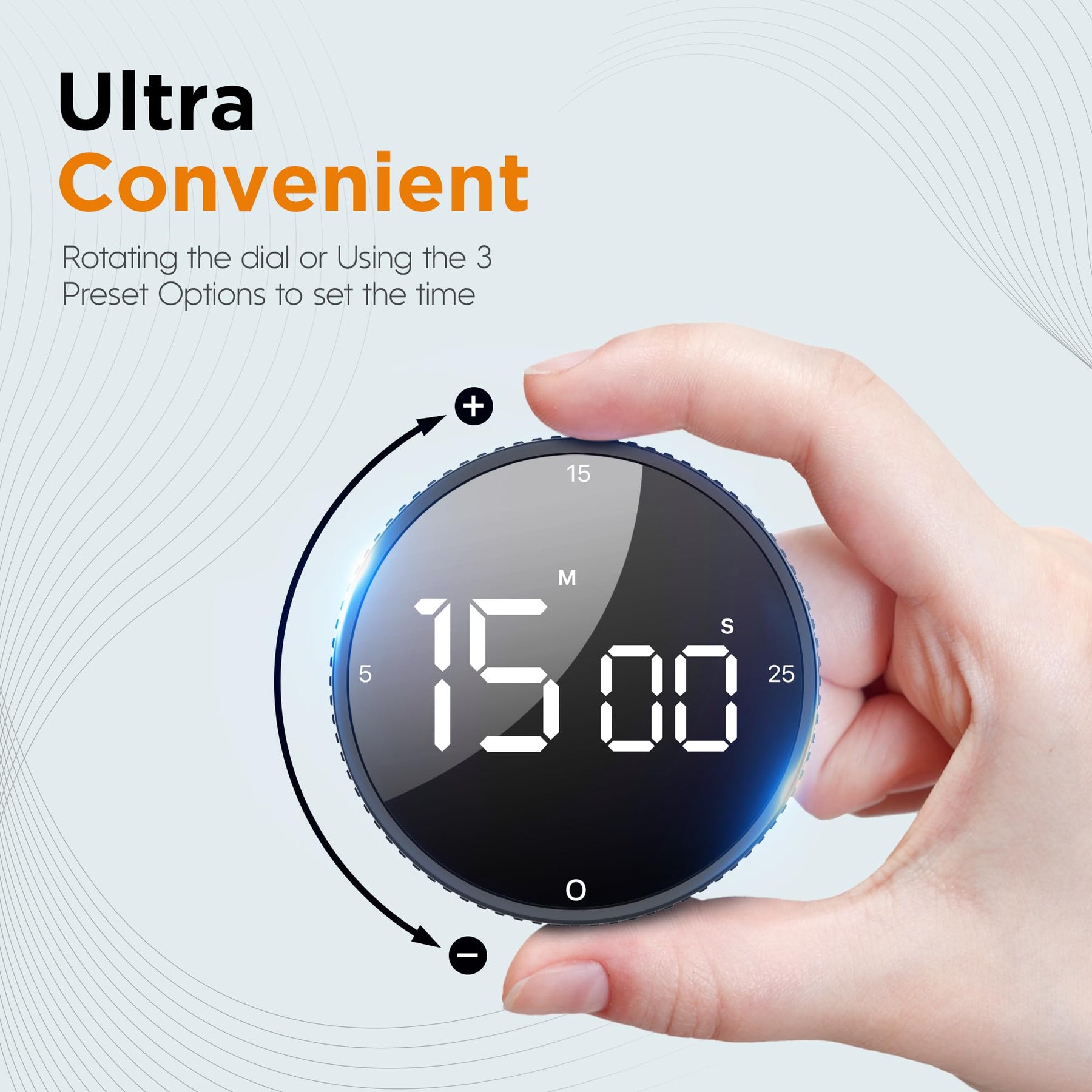 JUNVIL Upgrade Digital Kitchen Timer - Magnetic Countdown Countup Visual Pomodoro Timer with Large LED Display, 3-Preset Times (5, 15, 25), 3 Volume Levels, Ideal for Cooking, Baking and Fitness