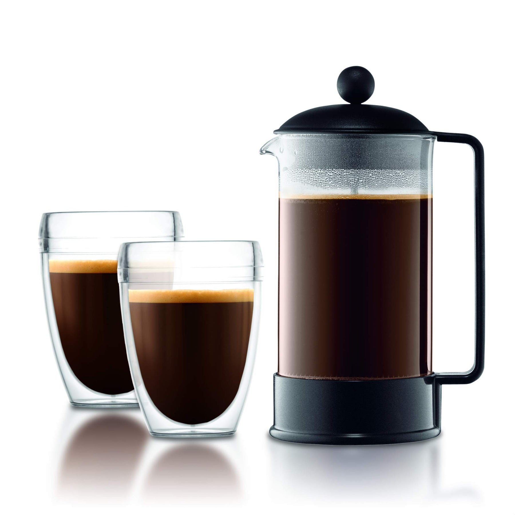 Bodum 34 oz Brazil French Press Coffee Maker, High-Heat Borosilicate Glass, Black - Made in Portugal