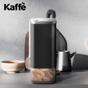 Kaffe Glass Coffee Canister (16oz) w/Airtight Lid - Click to Release Seal - BPA Free Glass & Stainless Steel - Elegant Kitchen Storage Container for Coffee, Nuts, Rice, Flour, Sugar, Tea, Cereal