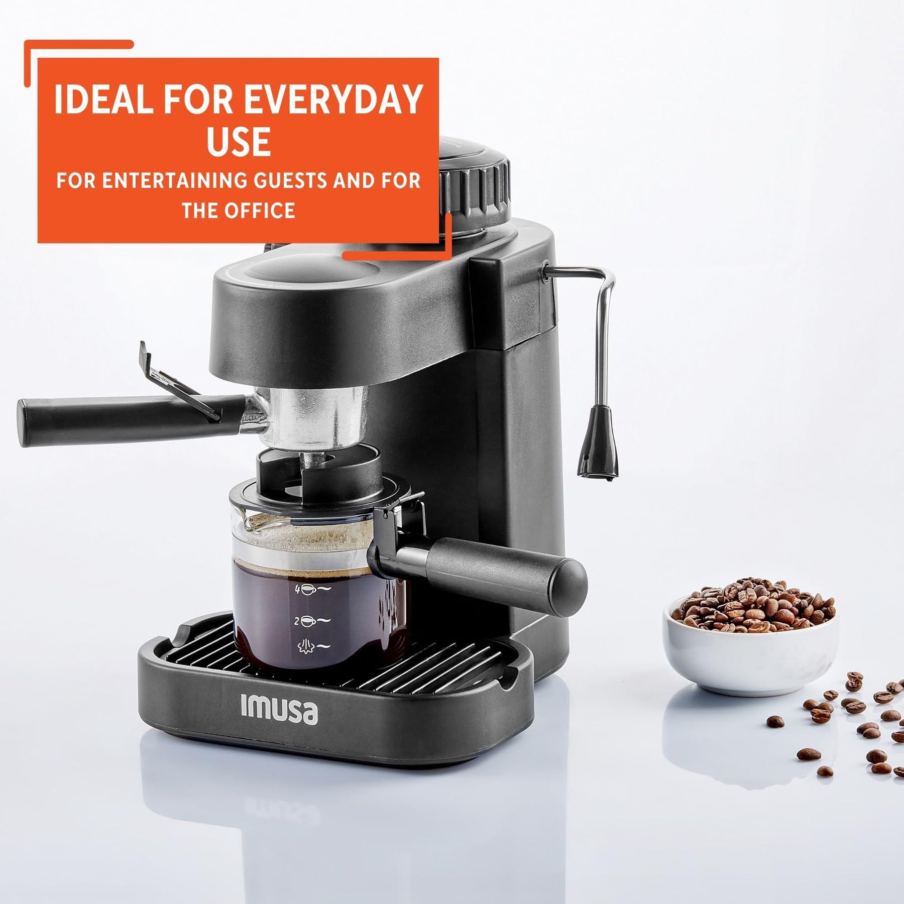 IMUSA USA GAU-18202 Espresso-/Cappuccinomaschine für 4 Tassen, 120 Volt, schwarz