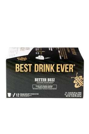 Better Buzz Best Drink Ever Vanilla Latte Single Serve Coffee Maker Kit 24ct.,12 Medium Roast Coffee Pods (Buzz Life) & 12 Vanilla Coffee Creamer Powder Stick Packs (Vanilla Buzz), K-Cup Compatible