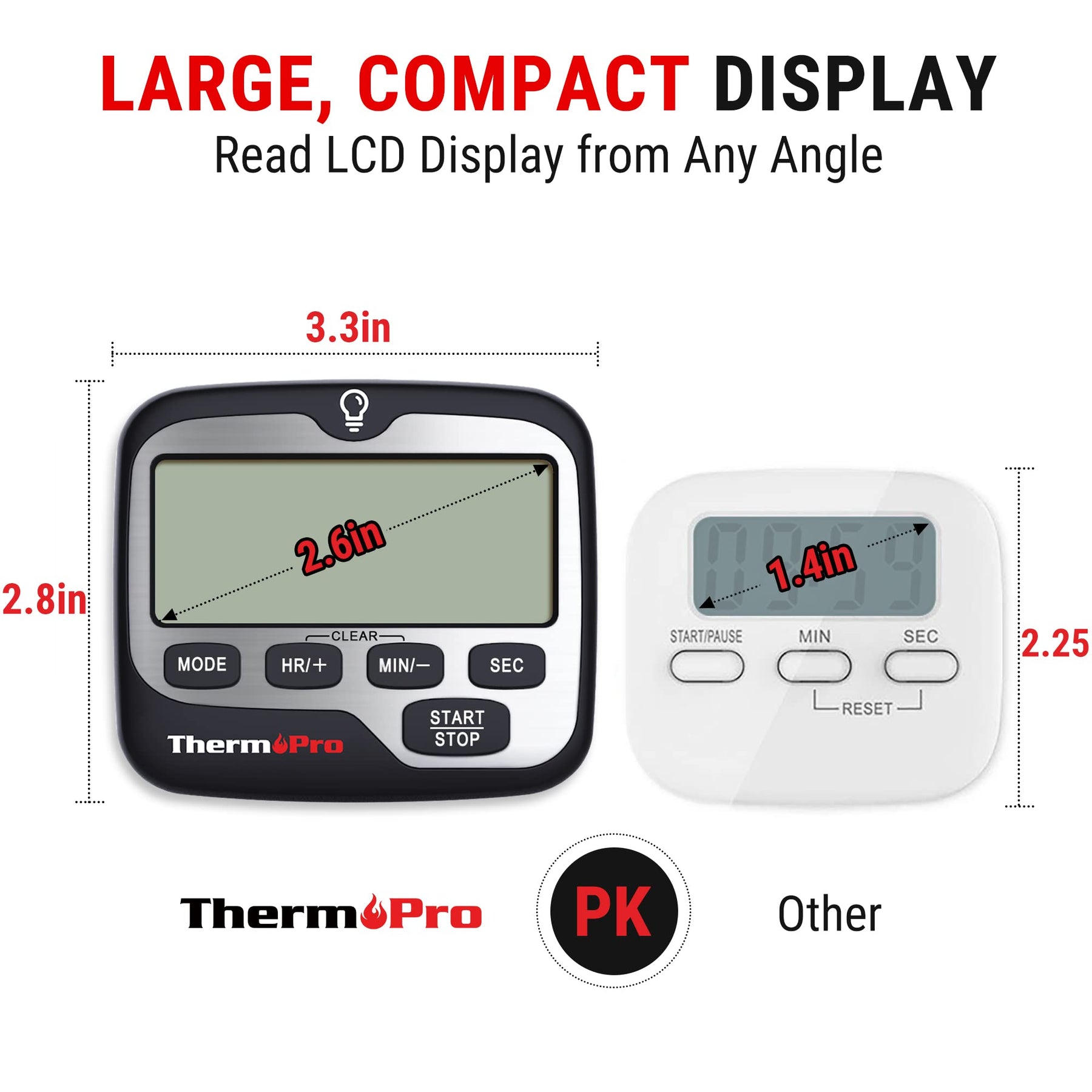 ThermoPro TM01 Kitchen Timers for Cooking with Count Up Countdown Timer, Digital Timer for Kids Students with Touch Backlight, Study Timers for Classroom Teacher Supplies