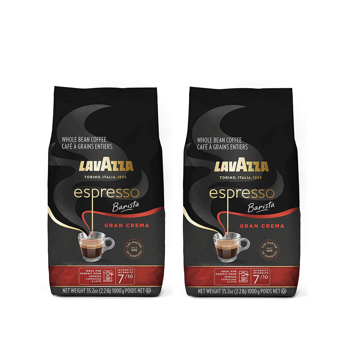 Lavazza Gran Crema Espresso, 1,0 kg – 2er-Pack (Verpackung kann variieren)