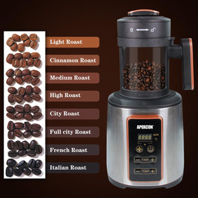 APOXCON Coffee Bean Roaster Electric Air Coffee Roaster Machine for Home Use with Coffee Bean Chaff Collection Basket Adjustable Timer & Variable Heat Settings & Air Fan Setting 1500W 100g