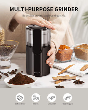 SHARDOR Coffee Grinder Electric, Coffee Bean Grinder Electric, Herb Grinder, Nut Grain Grinder with 1 Removable Stainless Steel Bowl, Black