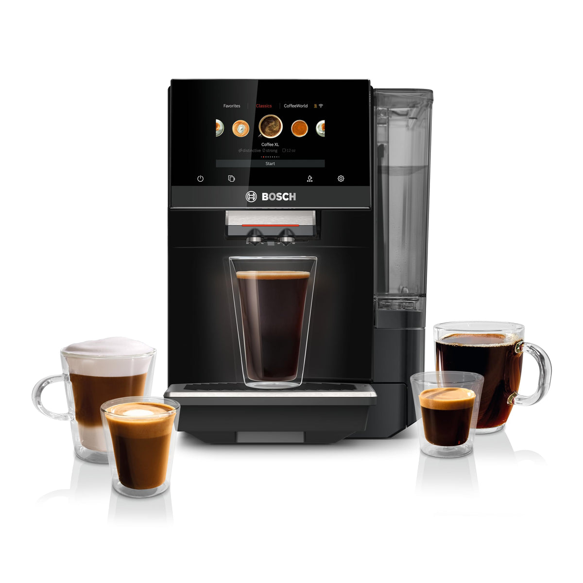 Bosch TPU60309 800er Serie VeroCafe Espressovollautomat mit Home Connect, 35 Getränkesorten mit Kaffeewelt, Doppeltasse, in Schwarz