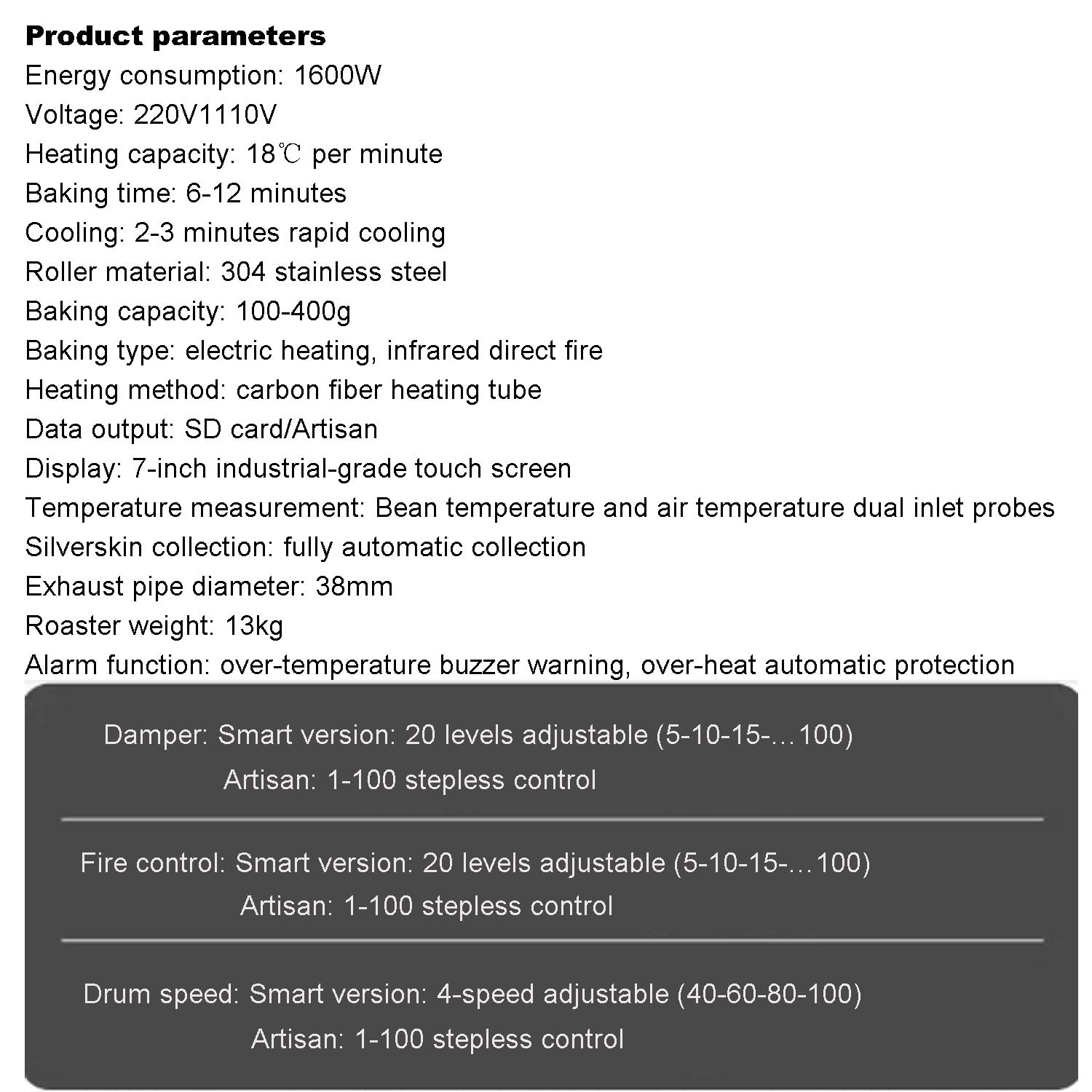 6-12Min Coffee Bean Roaster, 400g 1600W Automatic Hot Air Coffee Roasting Machine, with Temperature Curve&Chaff Collector, Bluetooth Connection&Rapid Cooling&Adjustable Speed, Windows/mac, for Home