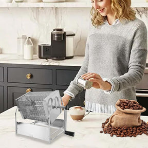 Home Coffee Bean Roaster, Stainless Steel Hand Coffee Roasters Roasting Machine, Stovetop Drum Type Coffee Bean Baker For Home