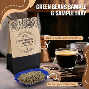 Ultimate Home Coffee Roasting Starter Kit, Fresh Roast SR800, Glass EXT Tube, Bean Cooler, Burr Grinder, Green Bean Sample Pack (2lbs), Sample Trays (2)