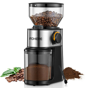 Burr Coffee Grinder Electric, Coffee Bean Grinder with 18 Precise Grind Settings, 14 Cup Automatic Flat Burr Coffee for French Press, Drip Coffee, and Espresso, Stainless Steel, Black