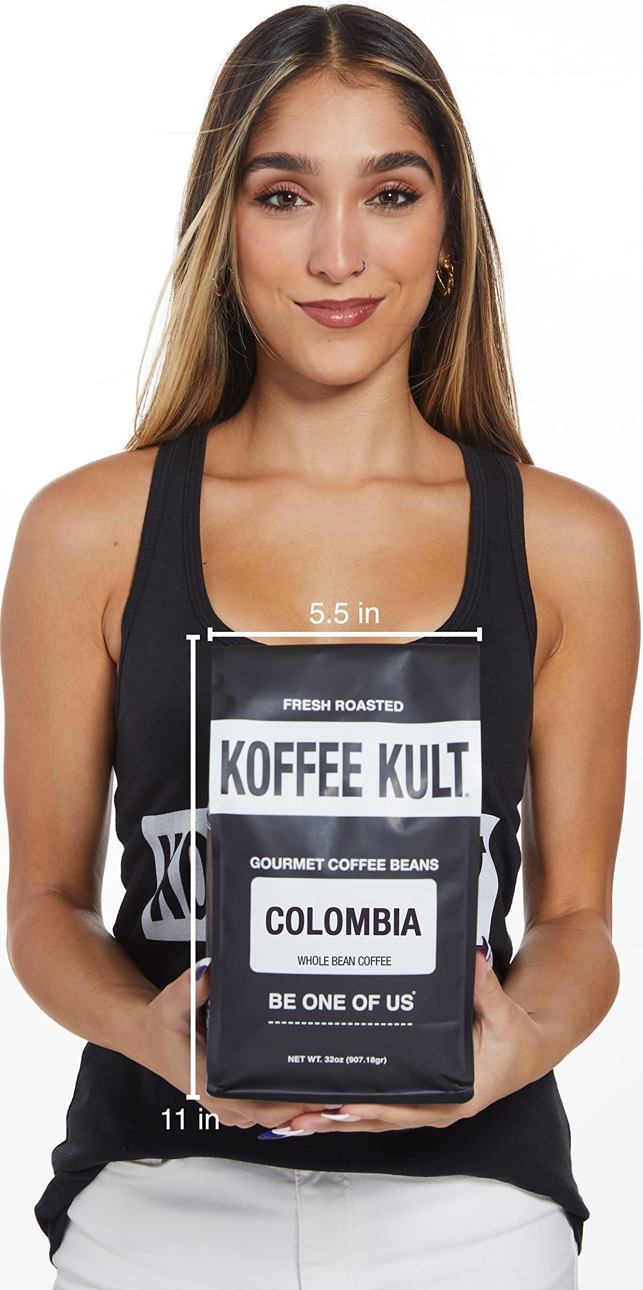 Koffee Kult, kolumbianische Kaffeebohnen mittlerer Röstung, 100 % kolumbianischer Arabica-Kaffee aus einer einzigen Herkunft, ganze Bohne (ganze Bohne, 32 oz)